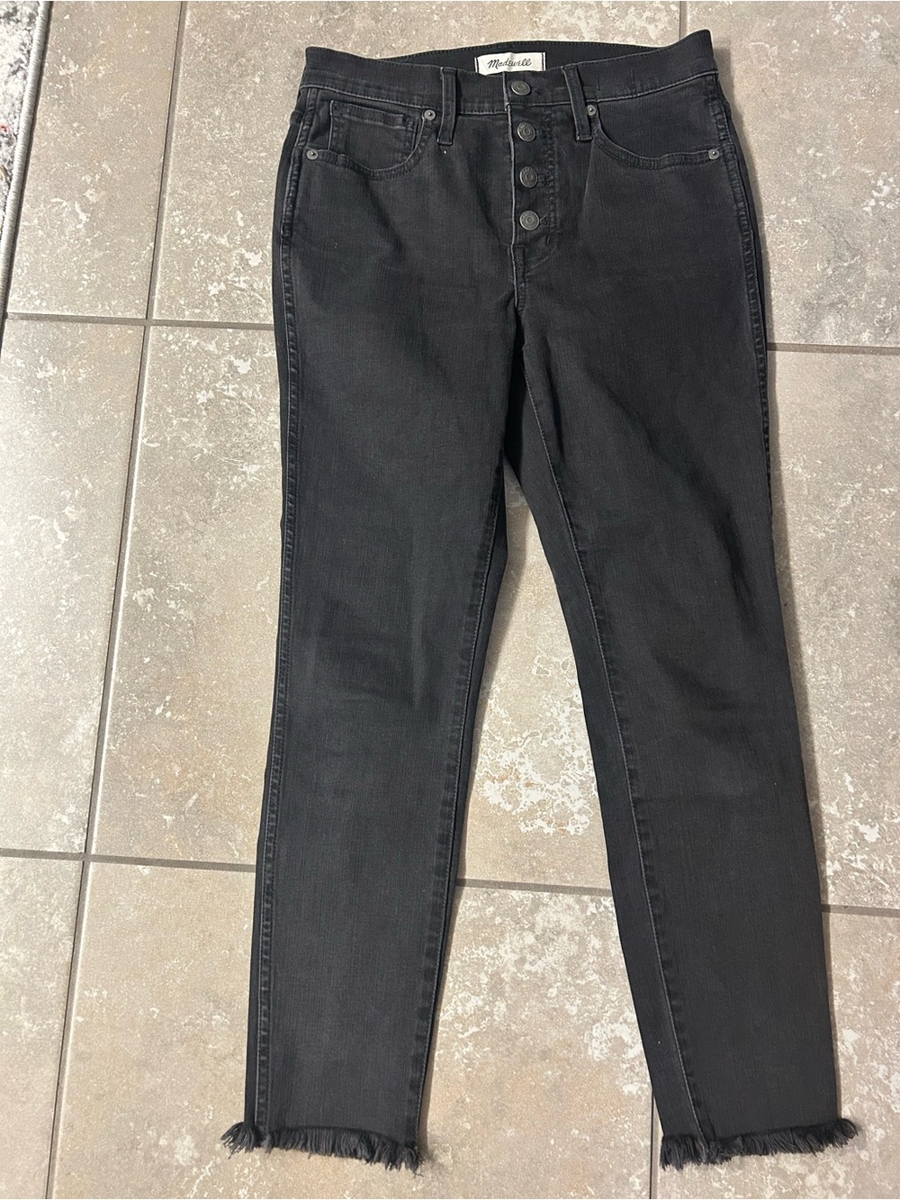 Madewell Black High-Rise Skinny Jeans with Button-Fly (Bin B1)